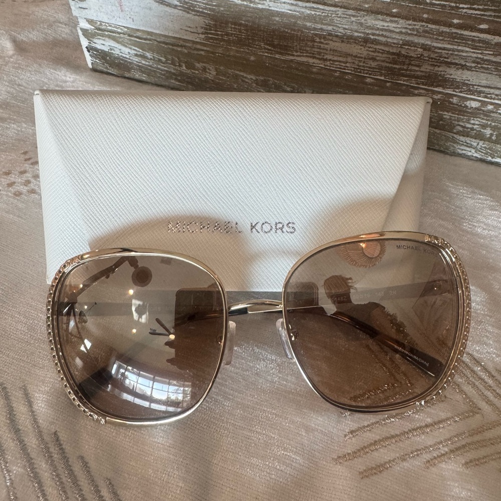 Michael Kors Gold Frame Sunglasses with Brown Lenses
